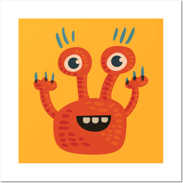 Happy Orange Monster Wall Art by Boriana Giormova